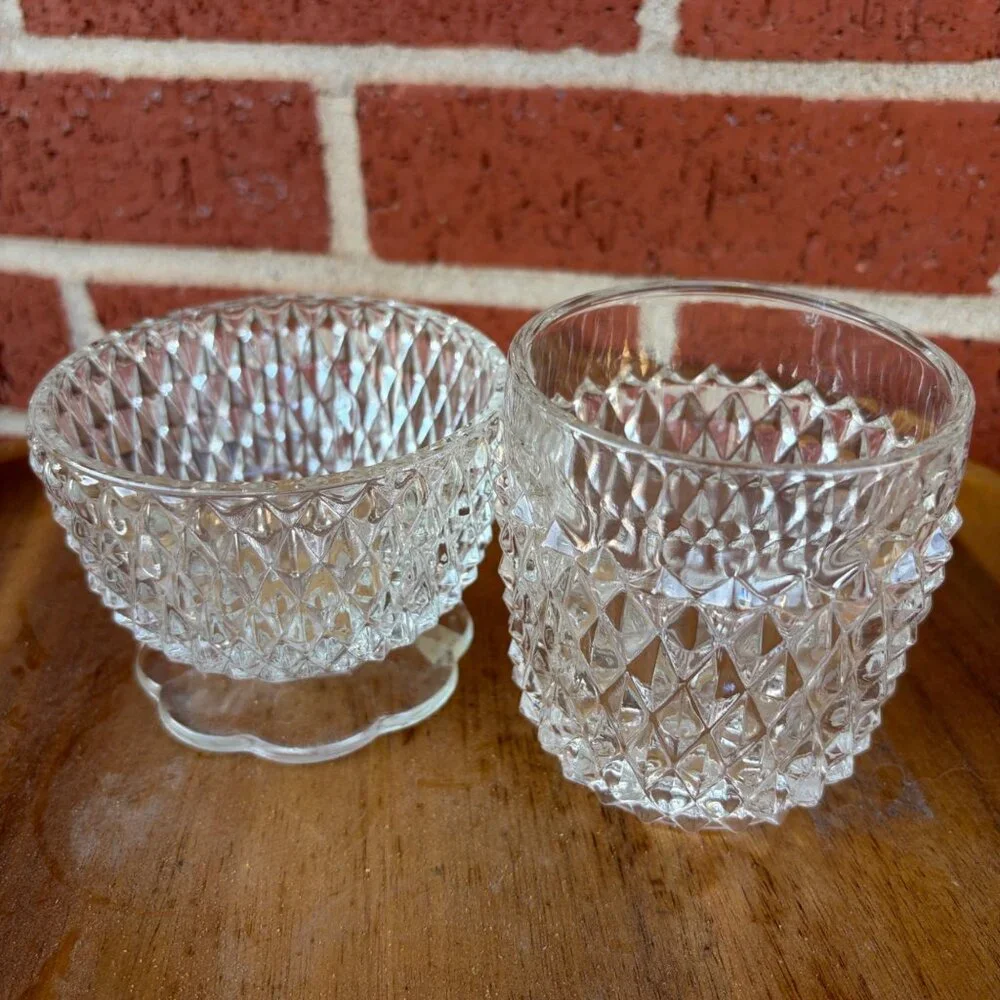 VTG Indiana‎ Glass Company Diamond Point Fairy Light Lamp